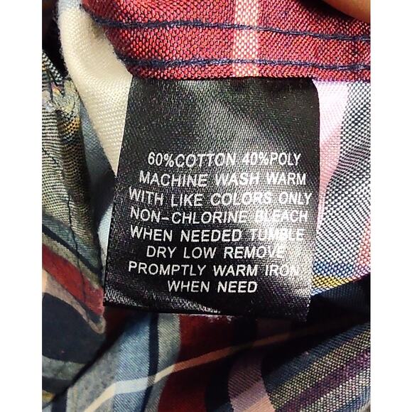 Blac Laquer Red Blue Plaid Long Sleeve Button Down Dress Shirt Heavy Duty SizeXL - Picture 7 of 7